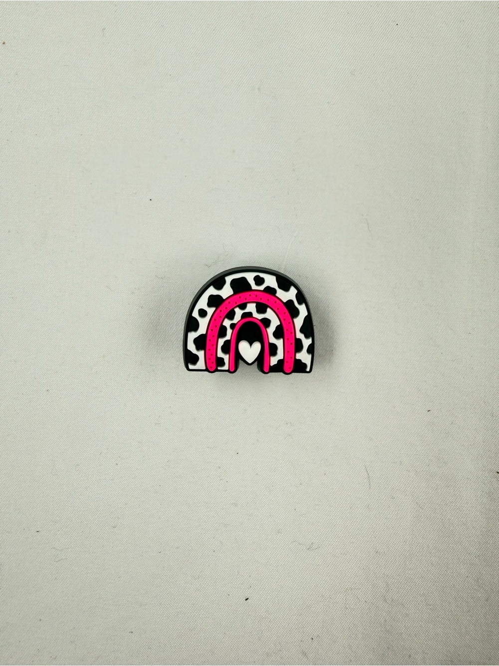 CROCS Black & Pink Cow Print Rainbow Croc Charm